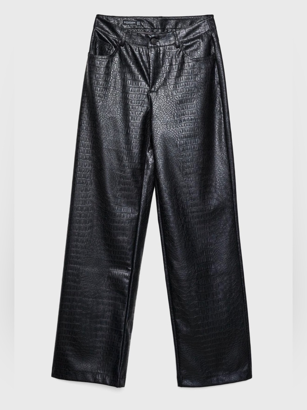 Straight-leg leather effect trousers with mock croc texture